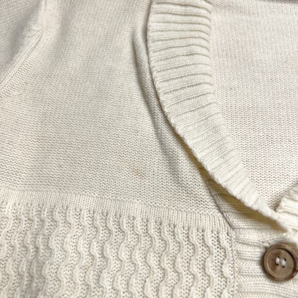 Vintage 60s Knit Cardigan Sweater Cream Wavy Shawl Neck Button Up Coquette Retro - Picture 6 of 9